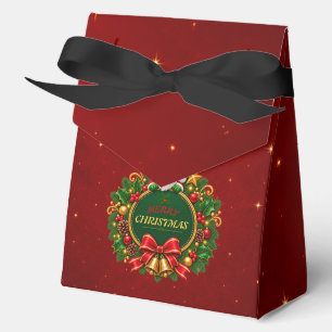 Merry Christmas Party Favor Boxes Editable