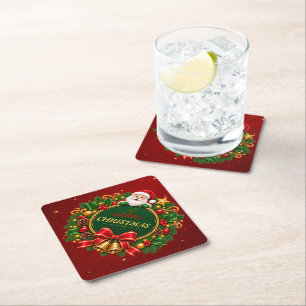 Merry Christmas Party Paper Coaster Editable