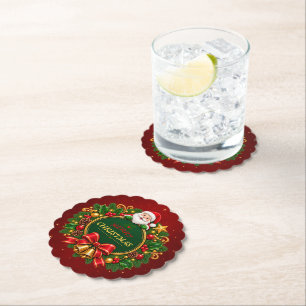 Merry Christmas Party Paper Coaster Editable