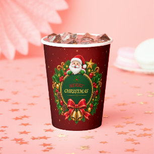 Merry Christmas Party Paper Cups Editable