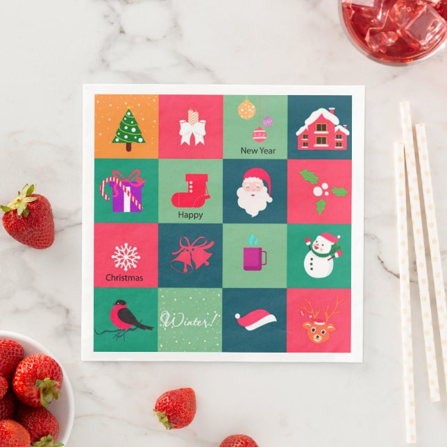 Merry Christmas Party Paper Dinner Napkins (Insitu)