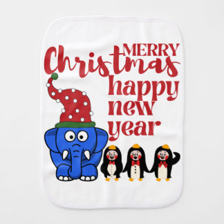 MERRY CHRISTMAS PARTY PRESENTS,HAPPY NEW YEAR 2023 BABY BURP CLOTH