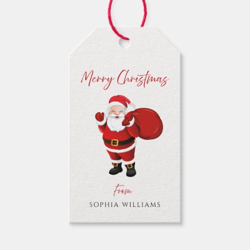 Merry Christmas Party Santa Family Name Gift Tags
