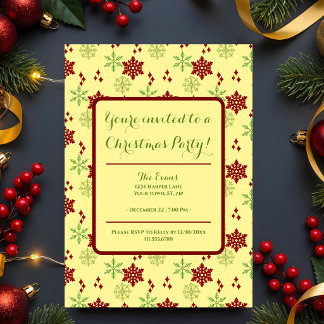 Merry Christmas Party Snowflakes Invitation