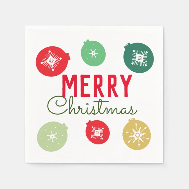 Merry Christmas Party Snowflakes Ornament   Napkins (Front)