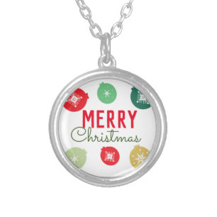 Merry Christmas Party Snowflakes Ornament    Silver Plated Necklace