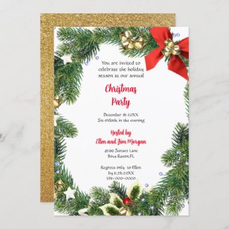 Merry Christmas Party with Holiday Greenery 
