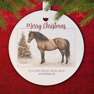 Merry Christmas Paso Horse Watercolor Personalized Ornament