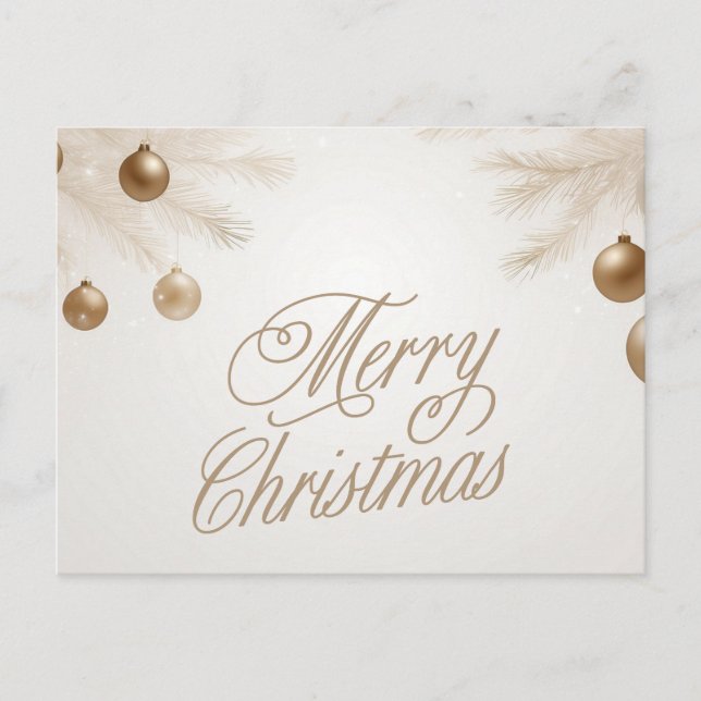 Merry Christmas Pastel Gold Ornaments Holiday Postcard (Front)