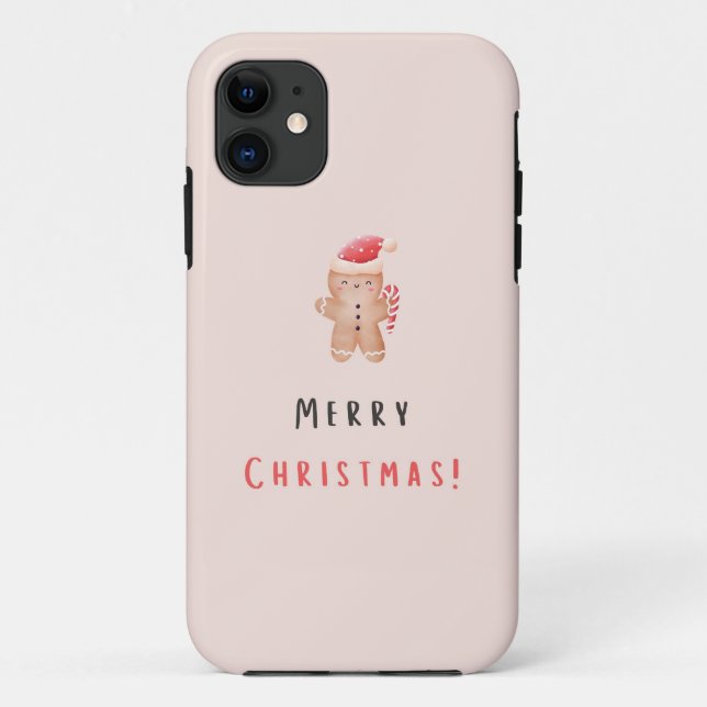 Merry Christmas Pastel Pink Gingerbread  Case-Mate iPhone Case (Back)