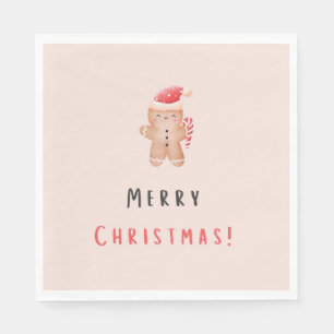 Merry Christmas Pastel Pink Gingerbread Napkins
