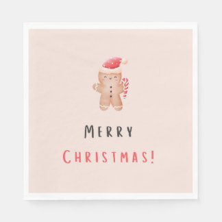 Merry Christmas Pastel Pink Gingerbread Napkins
