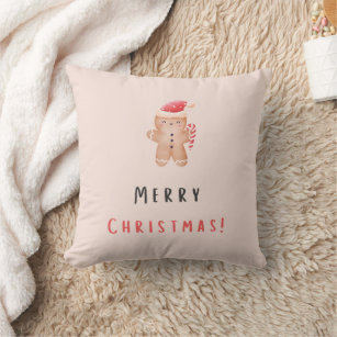 Gingerbread Family Personalized Christmas Lumbar Pillow