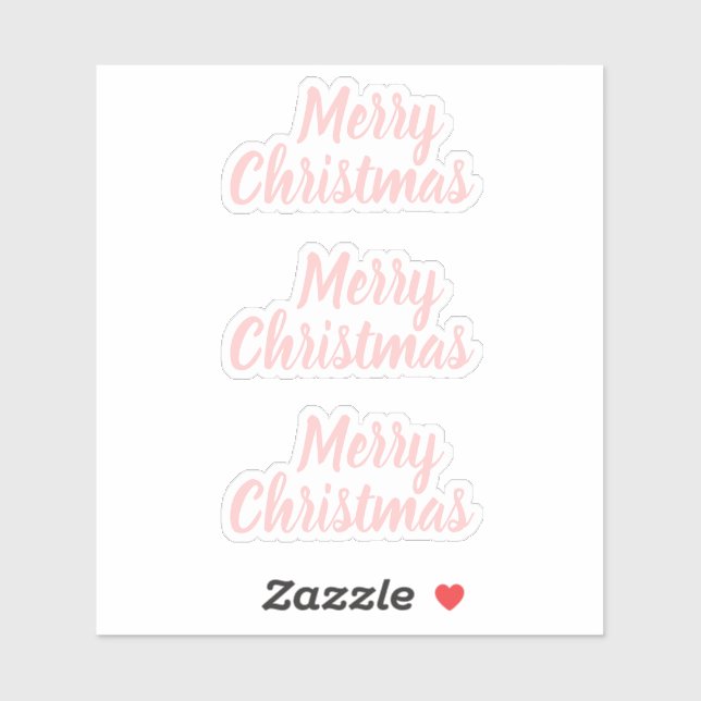 Merry christmas pastel pink trendy minimalist sticker (Sheet)