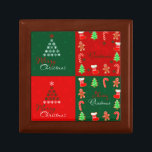 Merry Christmas Patchwork in Winter Green and Red Gift Box<br><div class="desc">An awesome patchwork check design with squares in seasonal green and red. Designs include Merry Christmas,  trees,  ornaments,  decorations,  snowflakes,  gingerbread men,  candy canes and stockings. The perfect design for Happy Holidays!</div>