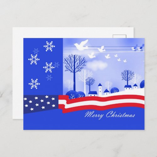 Merry Christmas Patriotic Christmas Postcard