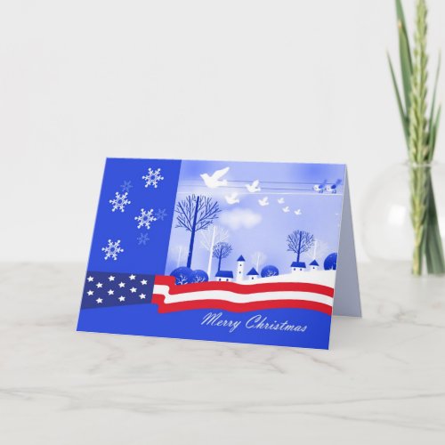 Merry Christmas Patriotic  Holiday Card