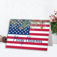 Merry Christmas Patriotic Usa American Flag  Holid Holiday Card at Zazzle