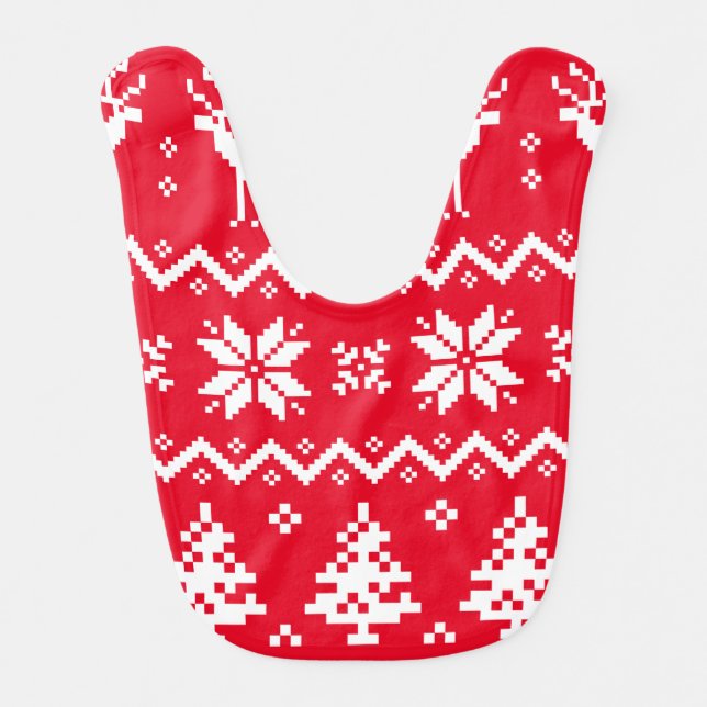 Merry Christmas pattern 4 Baby Bib (Front)