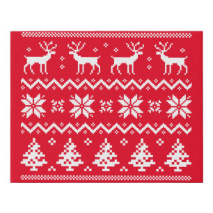 Merry Christmas pattern 4 Faux Canvas Print