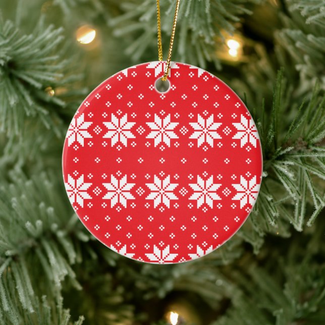Merry Christmas pattern 5 Ceramic Ornament (Tree)