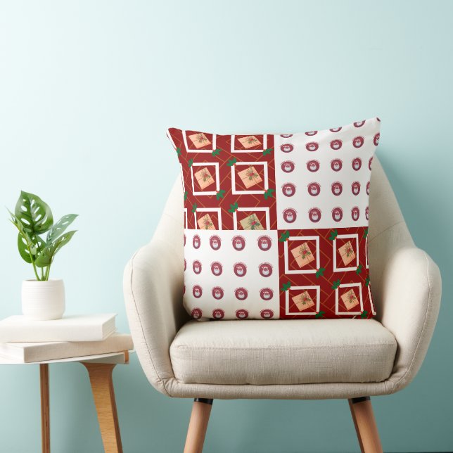 merry christmas pattern and logo throw pillow (Chair)