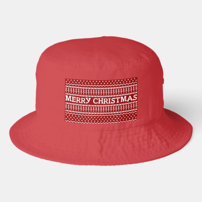 Merry Christmas pattern Bucket Hat (Front)