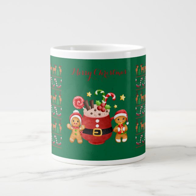Merry Christmas Pattern,Christmas Gifts Giant Coffee Mug (Front)