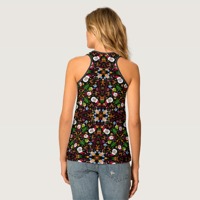 Merry Christmas pattern design as a Doodle world Tank Top (Back Full)