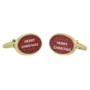 Merry Christmas Pattern Elegant Cufflinks