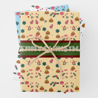 Merry Christmas Pattern Elegant Wrapping Paper Sheets
