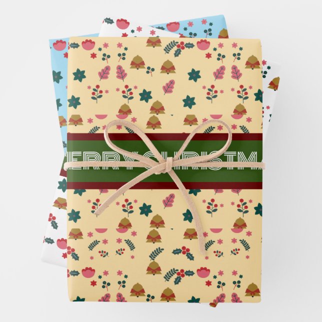  Merry Christmas Pattern Elegant  Wrapping Paper Sheets (In situ)