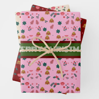 Merry Christmas Pattern Elegant Wrapping Paper Sheets
