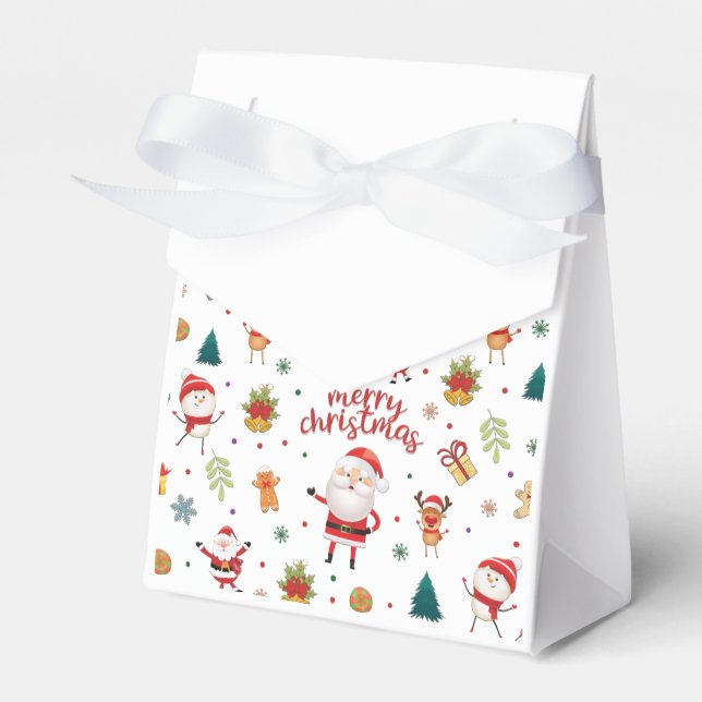 Merry Christmas Pattern Favor Boxes (Front Side)