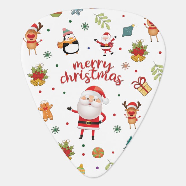 Merry Christmas Pattern Guitar Pick (Front)