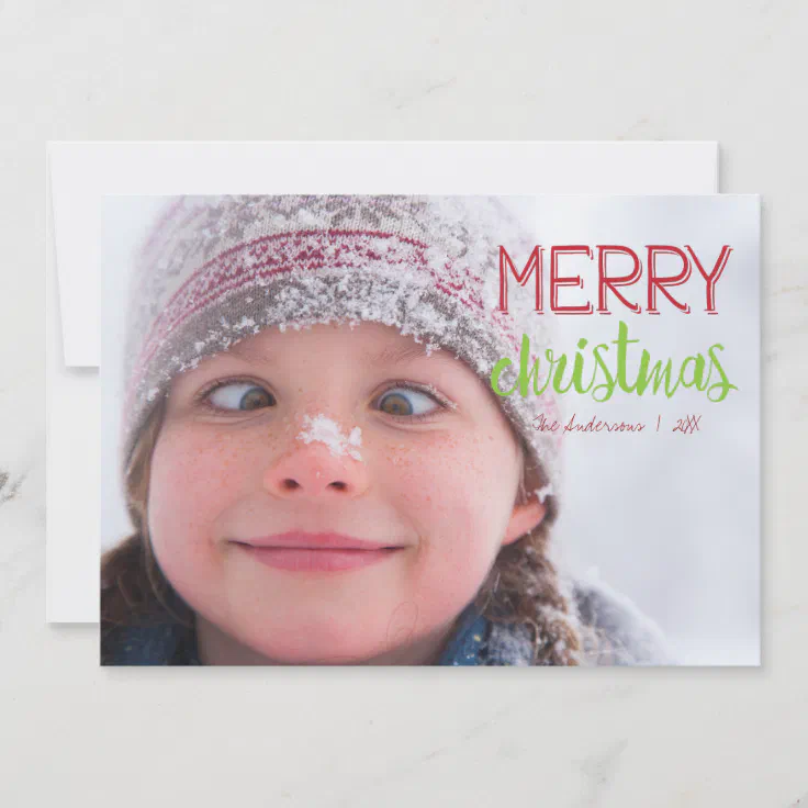 Merry Christmas Pattern Holiday Photo Card | Zazzle