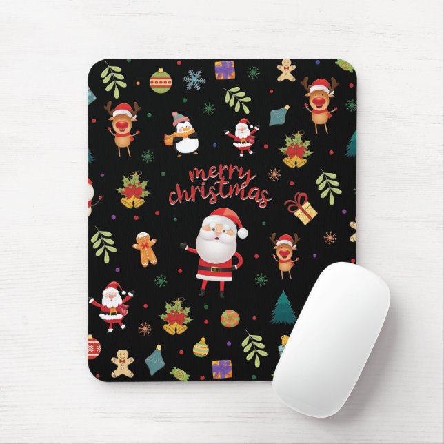 Merry Christmas Pattern Mouse Pad (With Mouse)