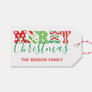 Merry Christmas Pattern Personalized Gift Tags