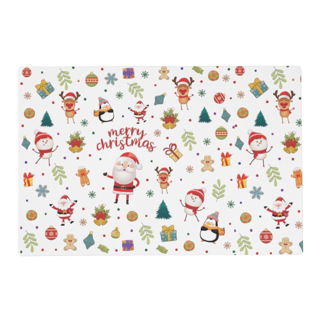 Merry Christmas Pattern Placemat (Back)