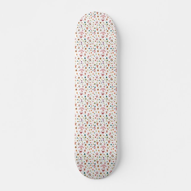 Merry Christmas Pattern Skateboard (Front)