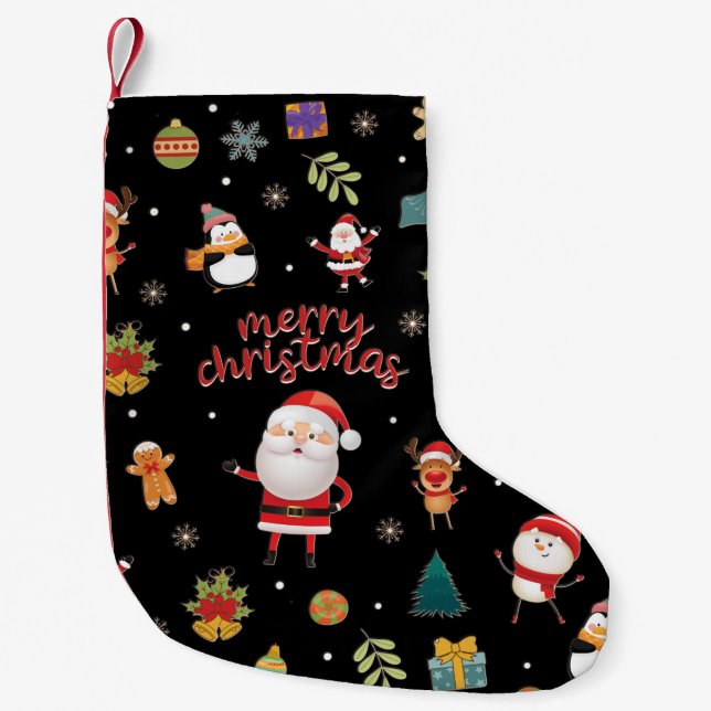 Merry Christmas Pattern Small Christmas Stocking (Front)