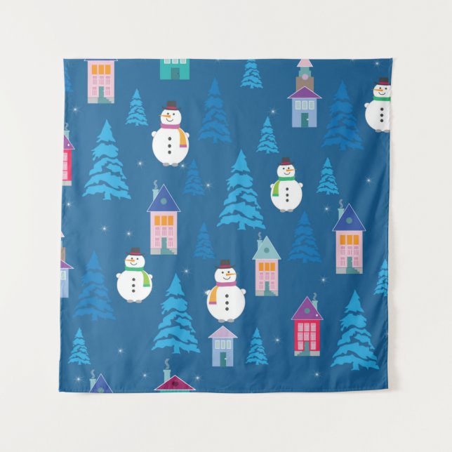 Merry Christmas Pattern Tapestry (Front)