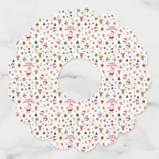 Merry Christmas Pattern Wine Glass Tag (Back)