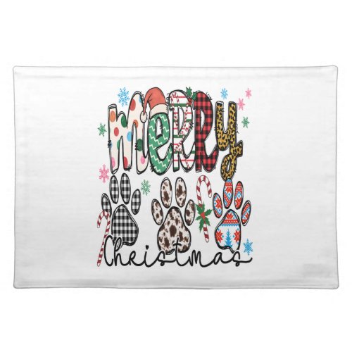 Merry Christmas Paws Funny Dog Cloth Placemat