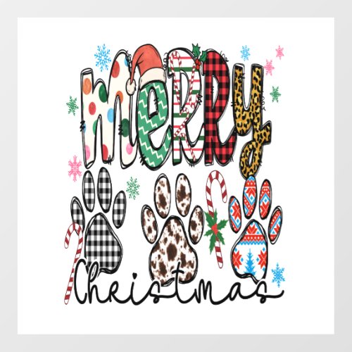 Merry Christmas Paws Funny Dog Floor Decals