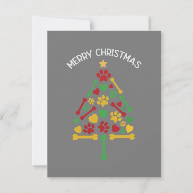 Merry Christmas Paws, Pet, Cat, Dog Xmas  Holiday Card (Front)