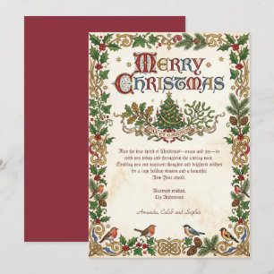 Merry Christmas Pax et Gaudium Vintage Medieval Holiday Card
