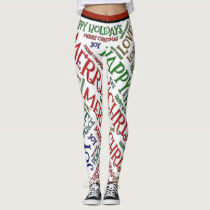 Merry Christmas Peace Love Joy Pattern Leggings