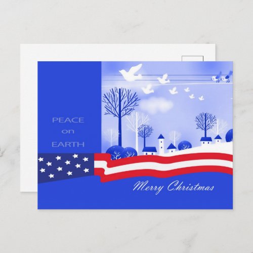 Merry ChristmasPeace on Earth Patriotic  Postcard