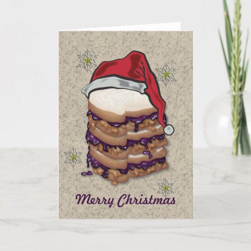 Merry Christmas Peanut Butter and Jelly Sandwiches Holiday Card